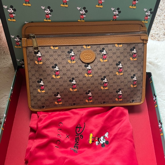 New Gucci X Disney GG Canvas Mickey Mouse Pouch Clutch Bag - Picture 16 of 16